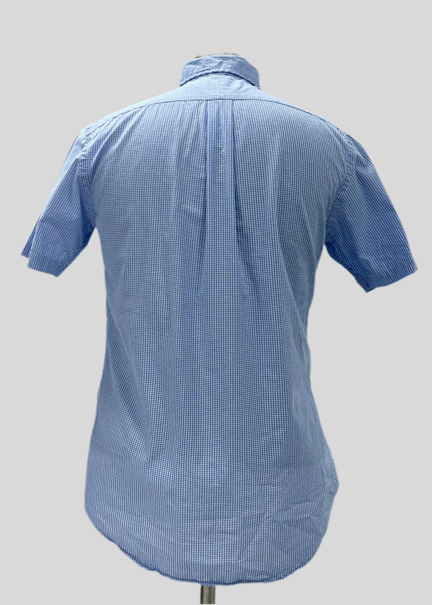 Camisa Polo Ralph Lauren 🏇🏼 con patrón de cuadros finos en celeste y blanco Talla S Entalle Regular