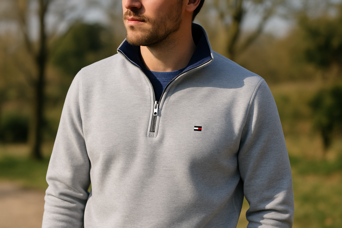 Sueter Jersey Tommy Hilfiger 🇺🇸 Color gris claro Talla S Tela algodón