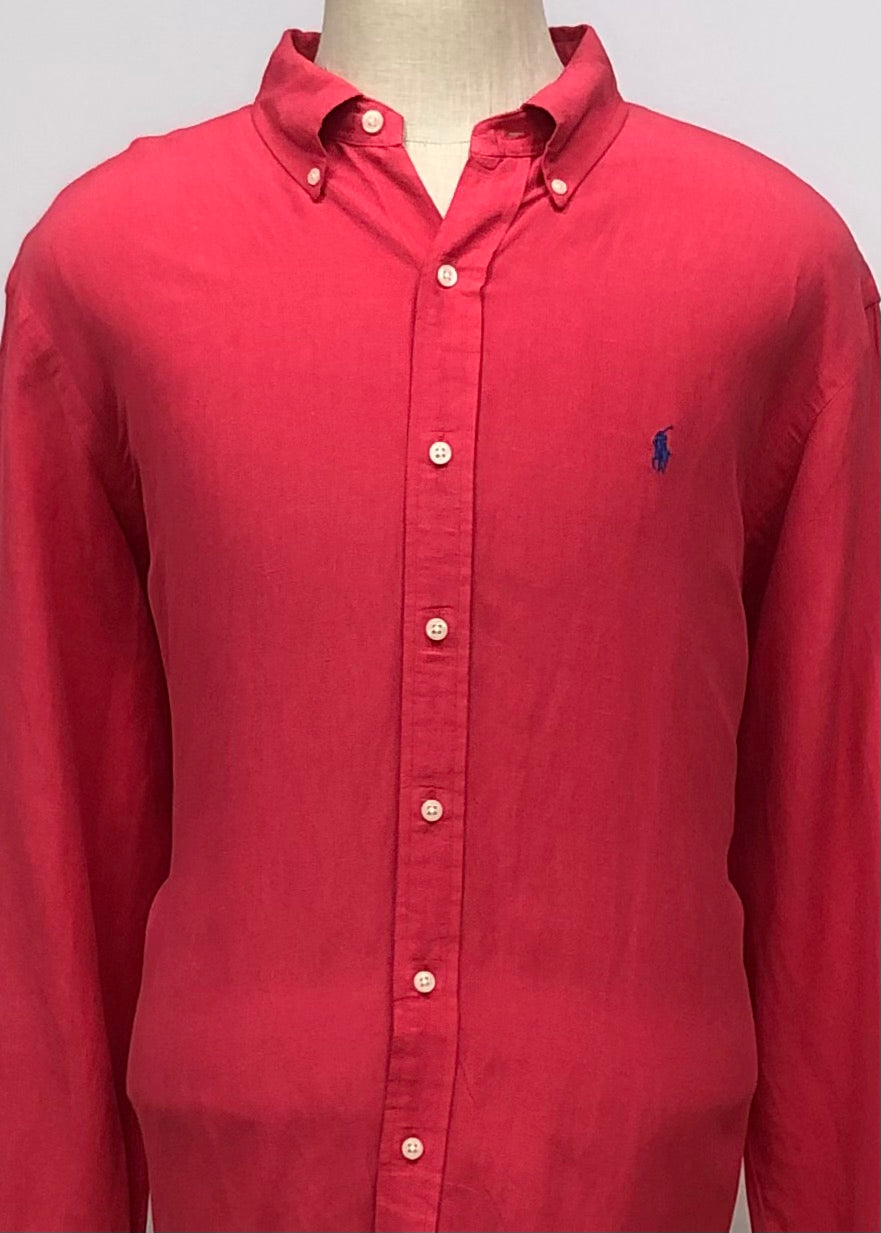 Camisa de botones Polo Ralph Lauren 🏇🏼 De Lino en color rojo Talla XXL Entalle Regular