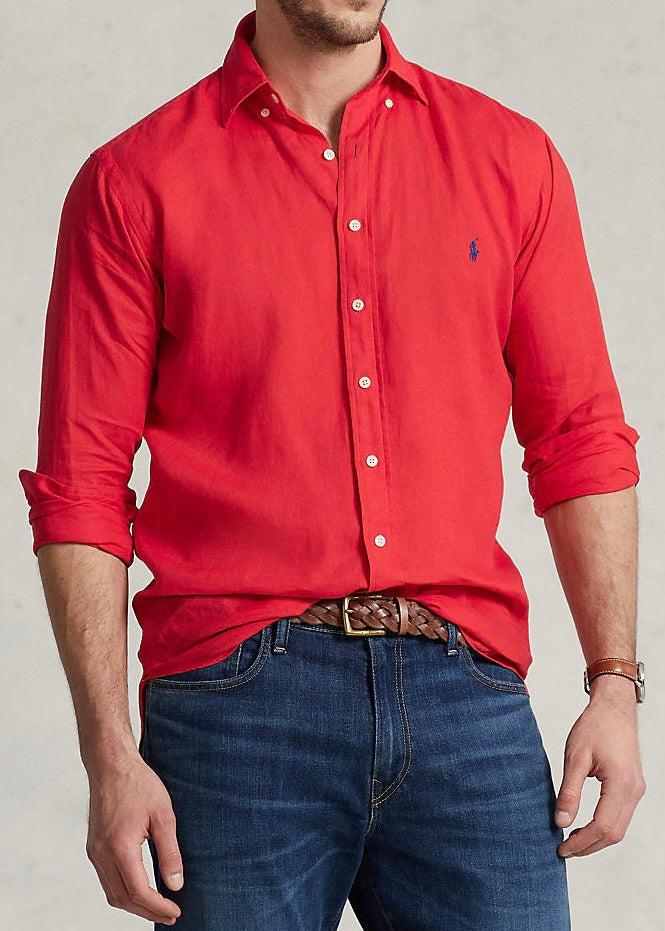 Camisa de botones Polo Ralph Lauren 🏇🏼 De Lino en color rojo Talla XXL Entalle Regular