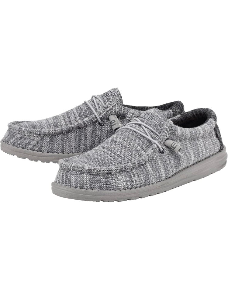 Zapatillas Casuales Hey Dude ⚡️ Mocasiness Wally Stretch Color gris con detalles en color negro Talla 9