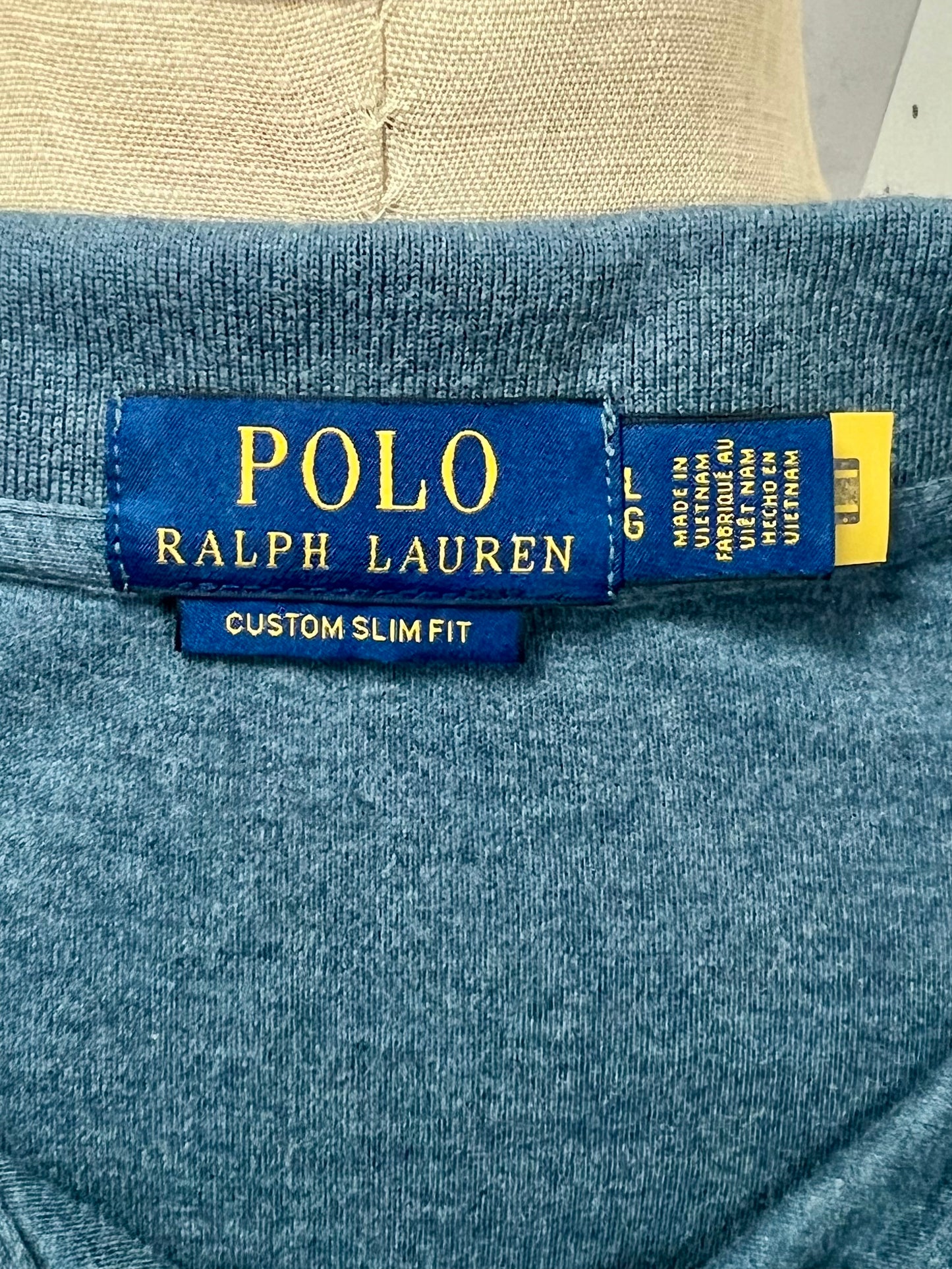Camiseta Polo Ralph Lauren 🏇🏼 color azul grisáceo Talla L Entalle Custom Slim Fit (ver descripción)