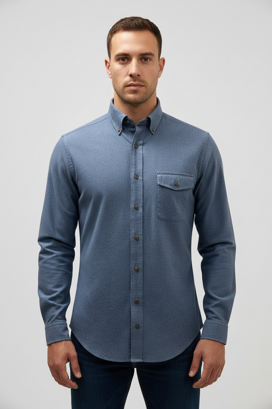 Camisa de botones Vineyard Vines 🐳 Diseño de bolsillo en azul grisáceo Talla M Entalle Slim Fit