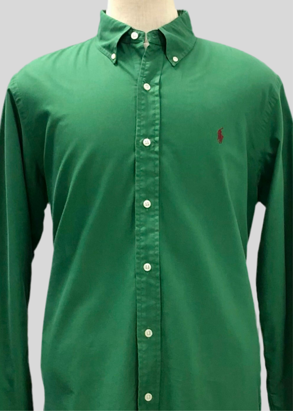 Camisa de botones Polo Ralph Lauren 🏇🏼 Oxford Color verde olivo Talla L Entalle Clásico