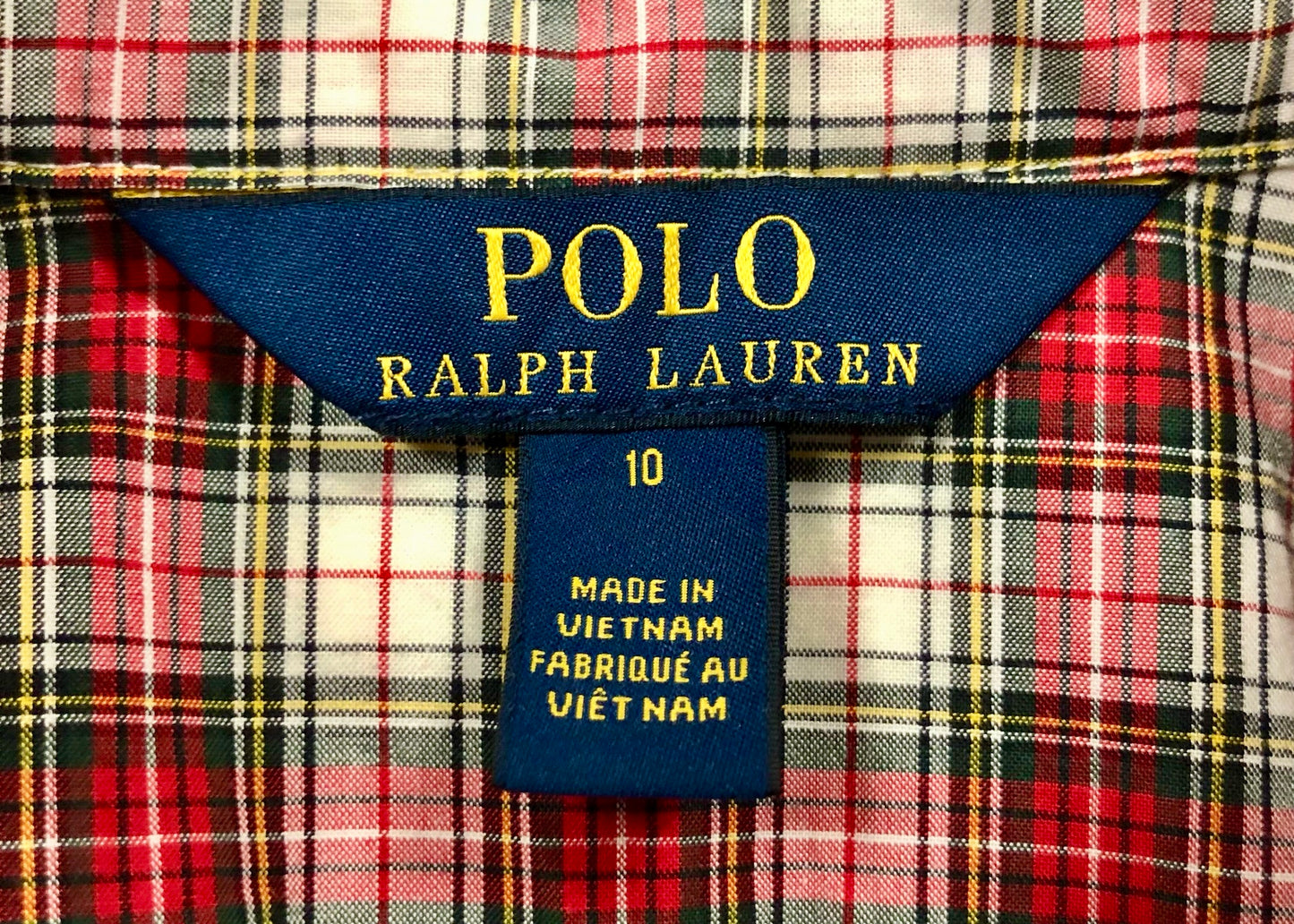 Camisa de niña Polo Ralph Lauren🏇 de cuadros color rojo verde y blanco con detalle de bolados al frente Talla 10