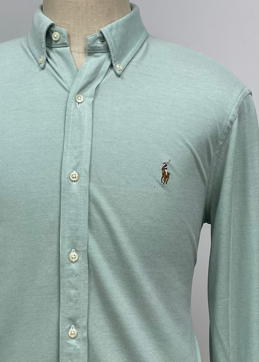 Camisa Polo Ralph Lauren 🏇🏼 Tela camiseta (Featherweight Mesh) en color verde menta Talla L Entalle Regular