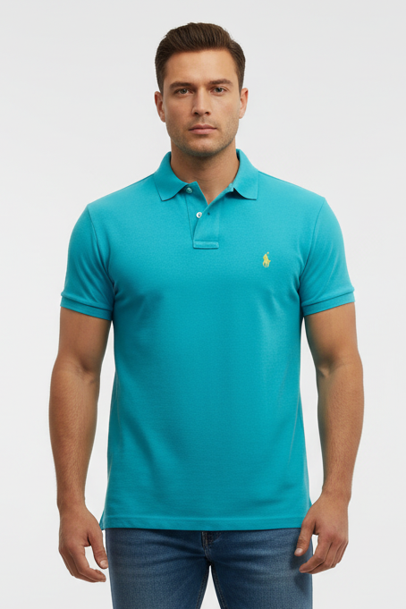 Camiseta Polo Ralph Lauren 🏇🏼 color turquesa Talla L Entalle Custom Fit