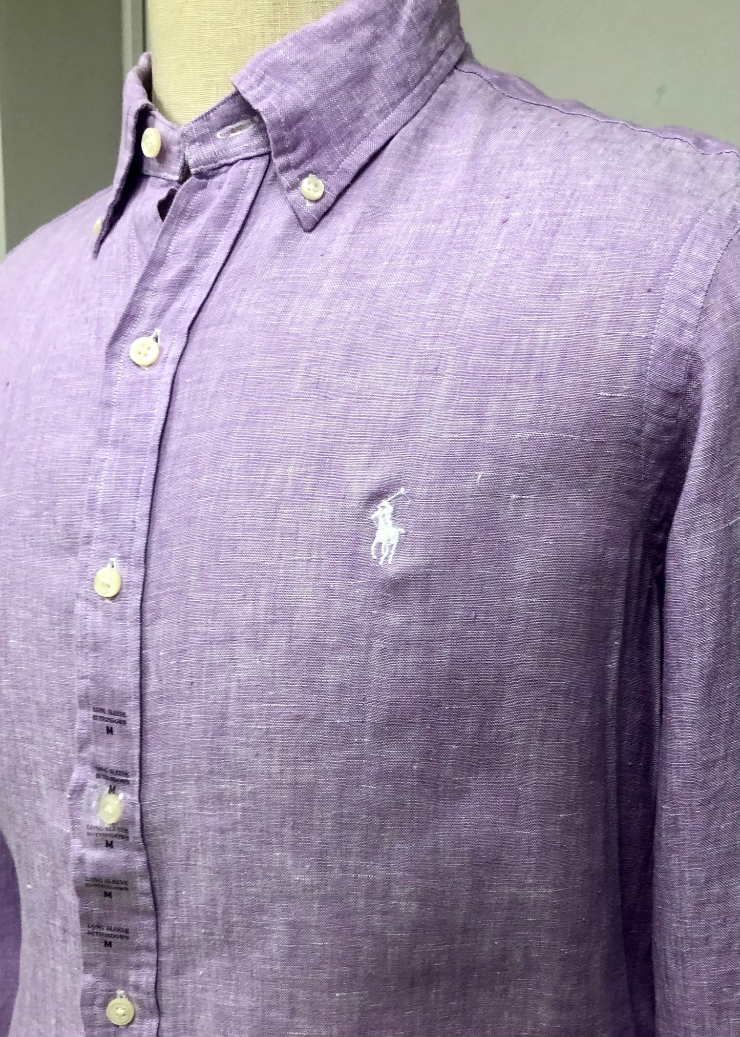 Camisa de botones Polo Ralph Lauren 🏇🏼 De Lino en color lila Talla M Entalle Clásico