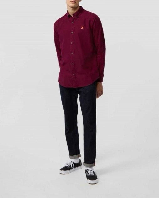 Camisa de botones Psycho Bunny 🐰  Oxford Color rojo oscuro con logo tradicional Talla M Entalle Regular
