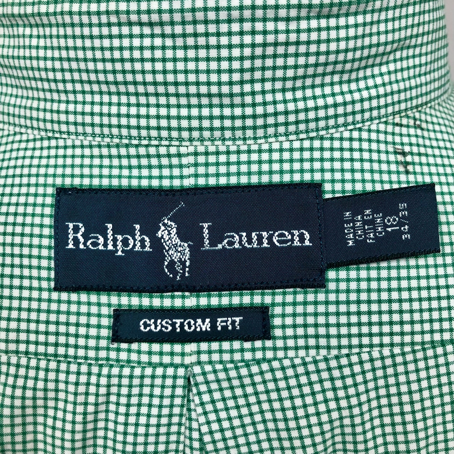 Camisa Polo Ralph Lauren 🏇🏼 con patron de cuadros finos verde y blanco Talla XXL Entalle Custom Fit (ver descripción)