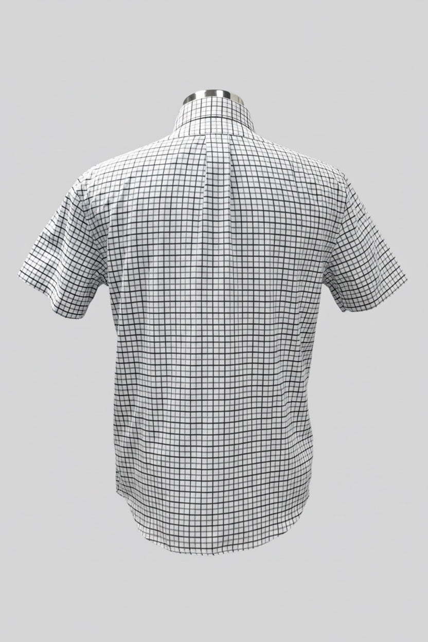 Camisa de botones Polo Real Lauren 🏇🏼 Oxford color blanco de cuadros en azul navy Talla M Entalle Clásico