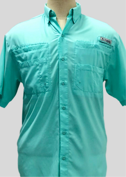 Camisa Columbia 🔹color turquesa con Omni Shade Manga corta Talla S (ver descripción)