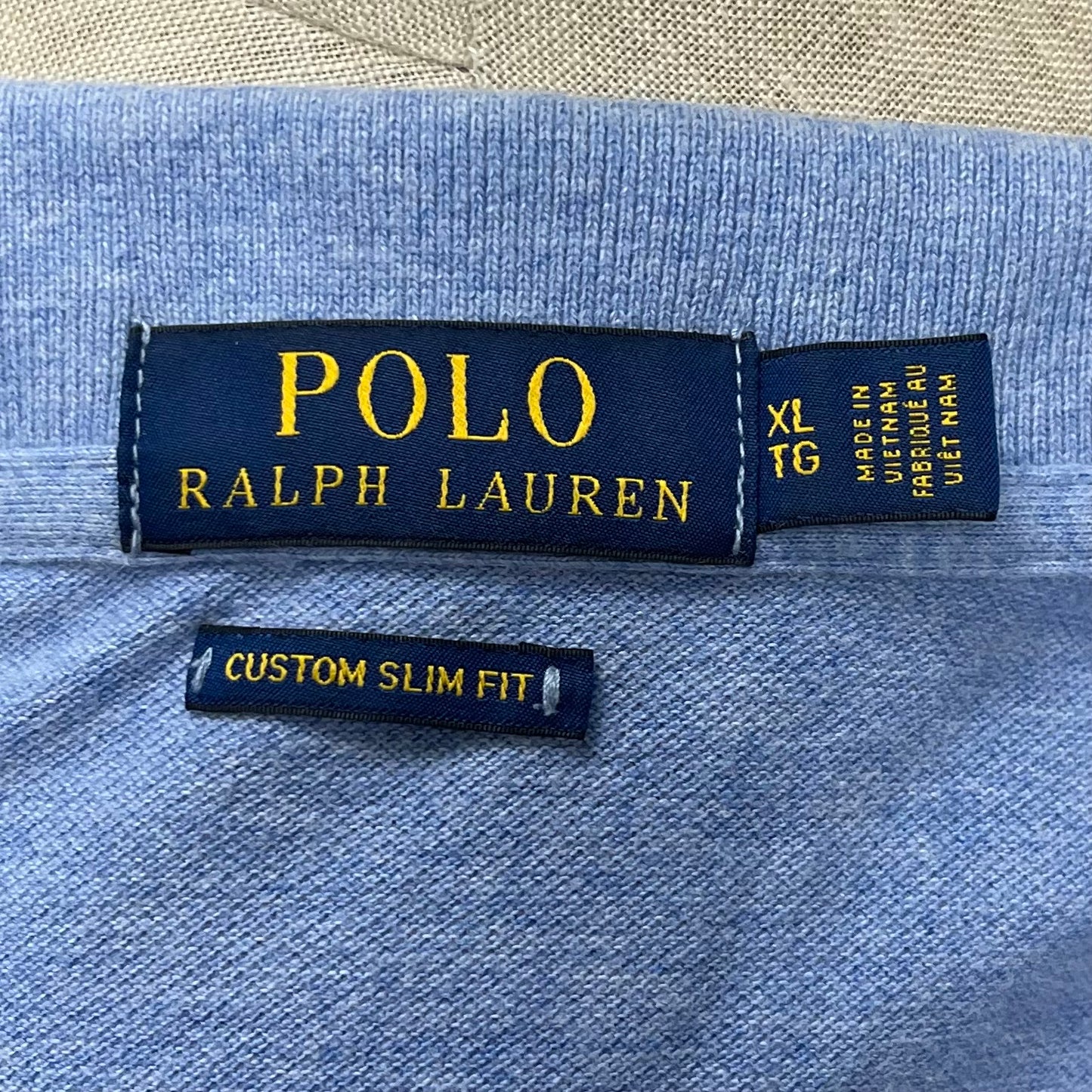 Camiseta Polo Ralph Lauren 🏇🏼color celeste Talla XL Entalle Custom Slim Fit