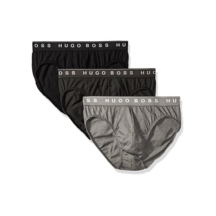Paquete de 3 Calzoncillos a la cintura Hugo Boss 🇩🇪 - Tela algodon stretch en color negro y gris Talla L