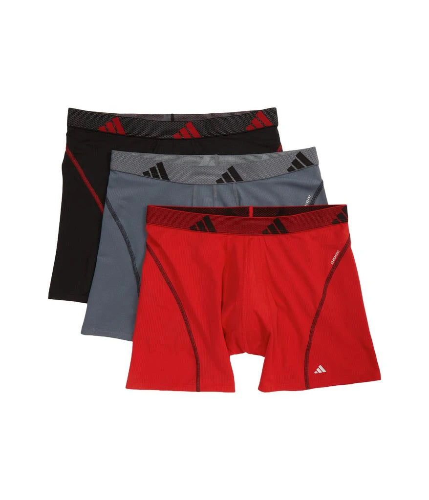 Combo de 3 Boxers Briefs Adidas Tela Performance color rojo, negro y gris Talla L