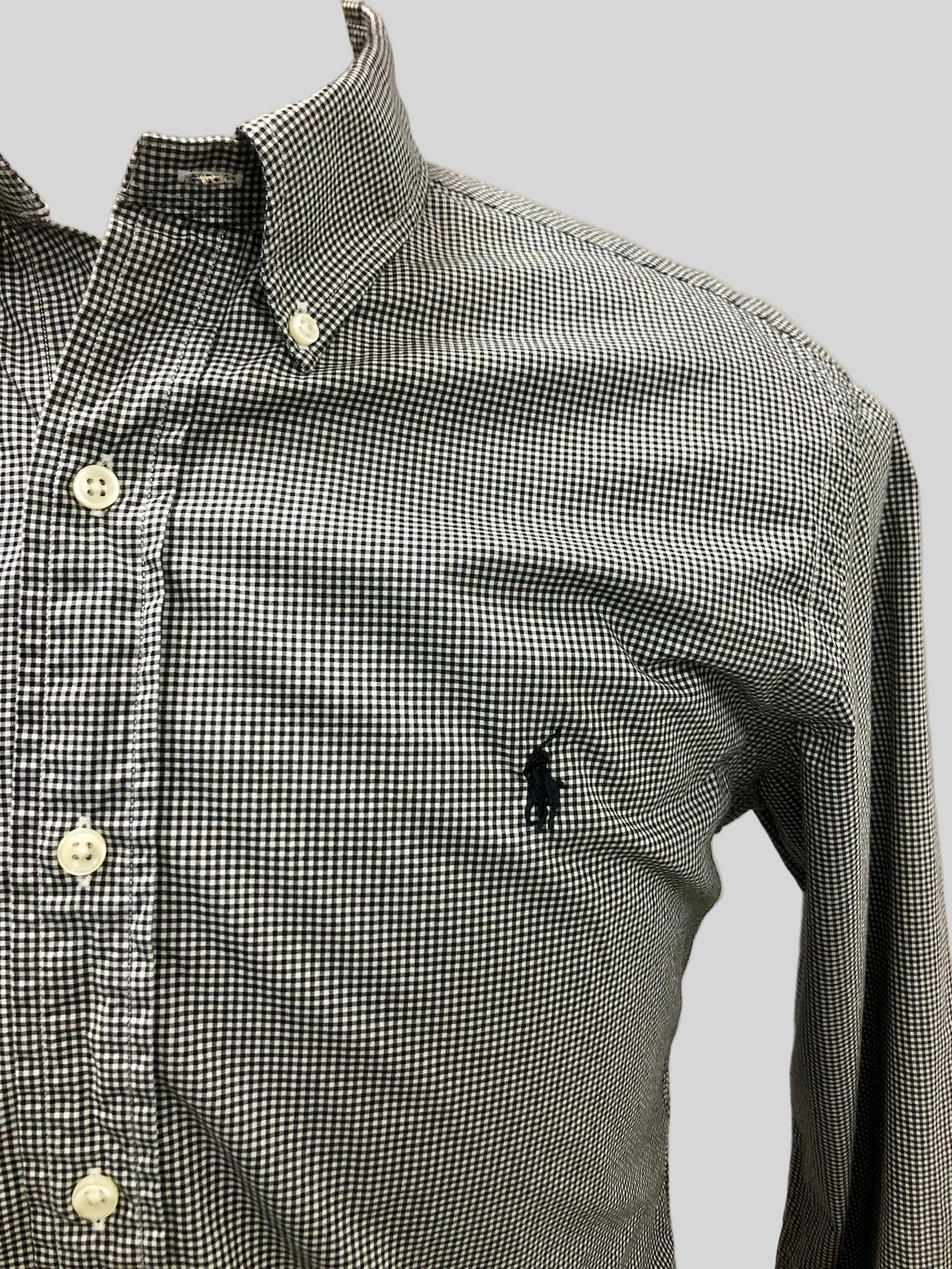 Camisa de botones Polo Ralph Lauren 🏇🏼 de cuadros finos negro y blanco Talla L Entalle Slim Fit