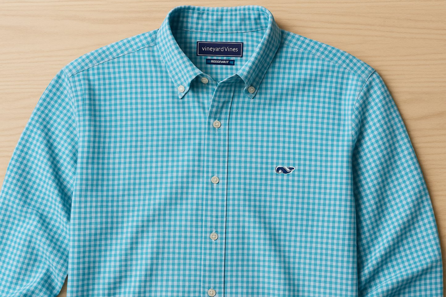 Camisa de botones Vineyard Vines 🐳 con patrón de cuadros en color azul y turquesa Talla XL Entalle Regular