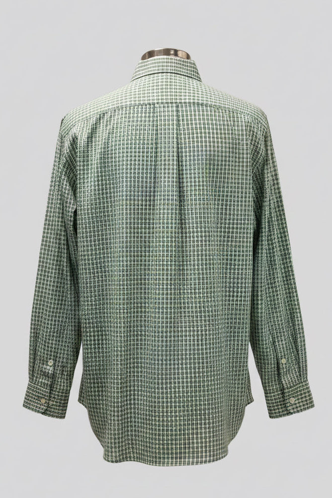 Camisa de botones Chaps 🛡️ color blanco de cuadros en verde Talla XL Entalle Regular