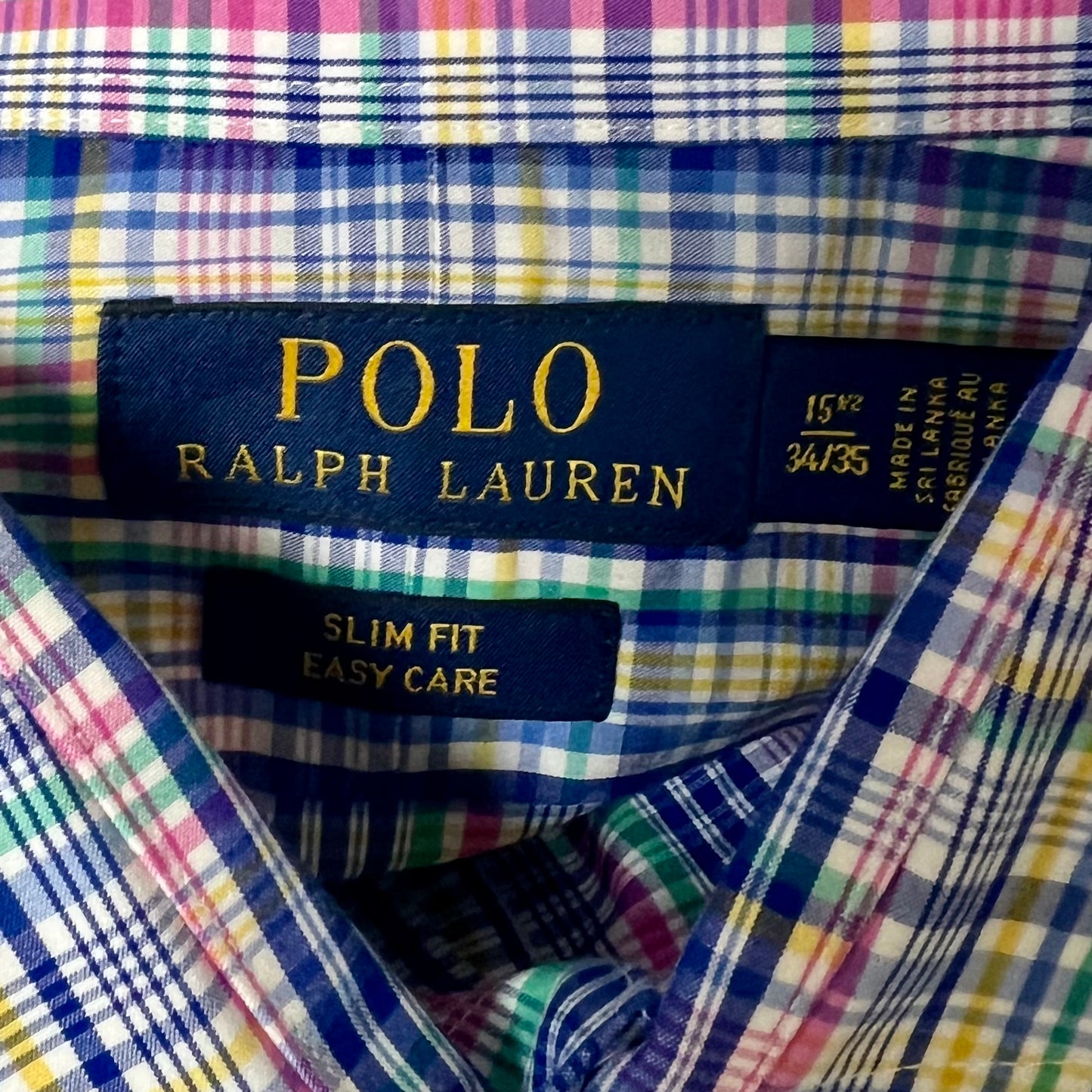 Camisa Polo Ralph Lauren 🏇🏼 con patron de cuadros tartan multicolor Talla M Entalle Slim Fit