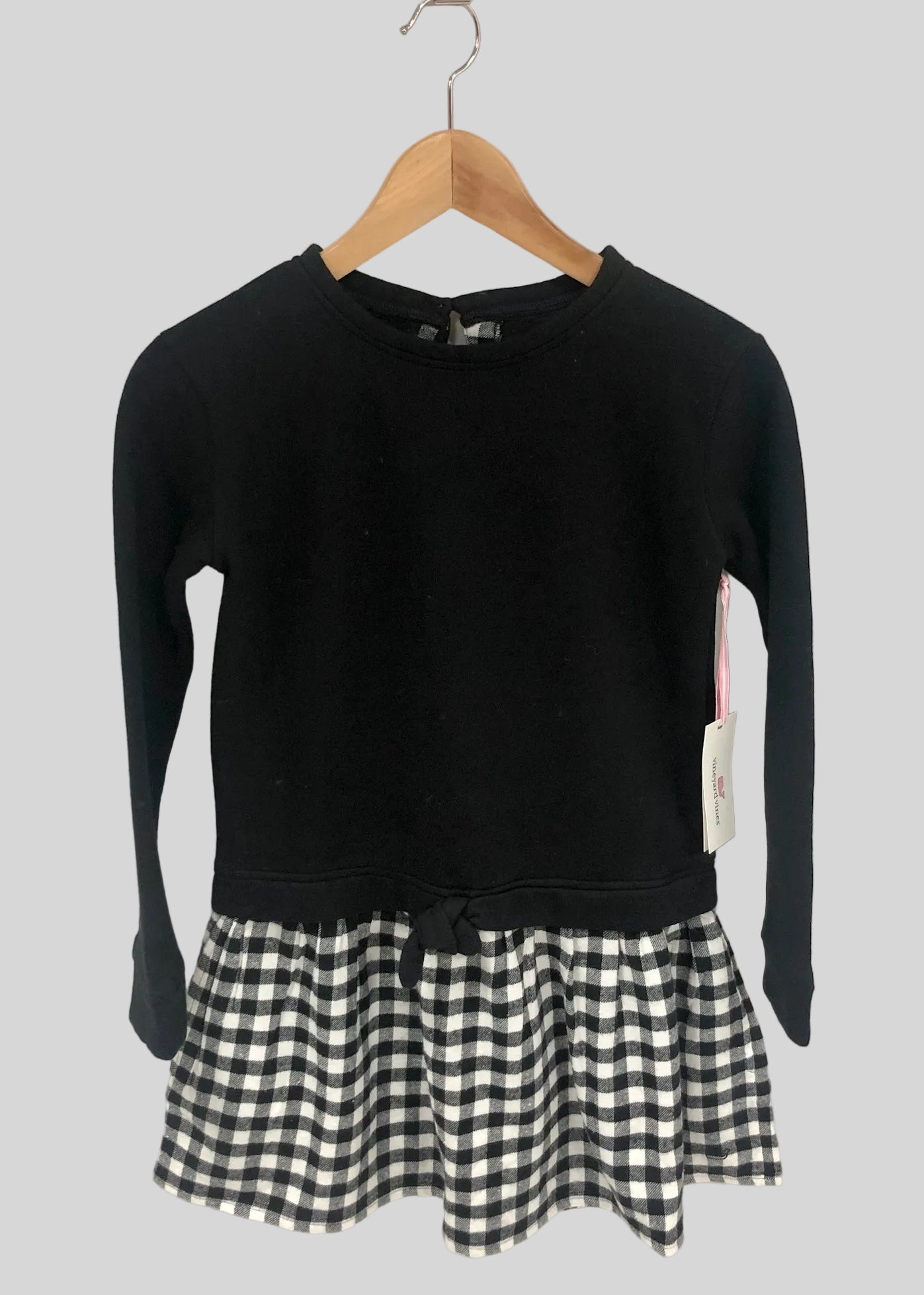 Vestido de niña Vineyard Vines 🐳 color negro con cuadros gingham en blanco y negro Talla M Entalle Regular