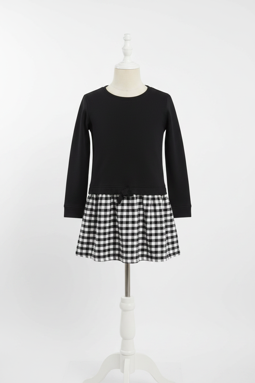 Vestido de niña Vineyard Vines 🐳 color negro con cuadros gingham en blanco y negro Talla M Entalle Regular