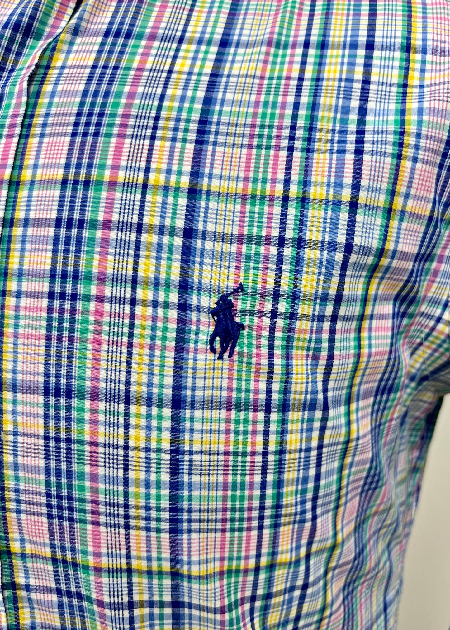 Camisa Polo Ralph Lauren 🏇🏼 con patron de cuadros tartan multicolor Talla M Entalle Slim Fit