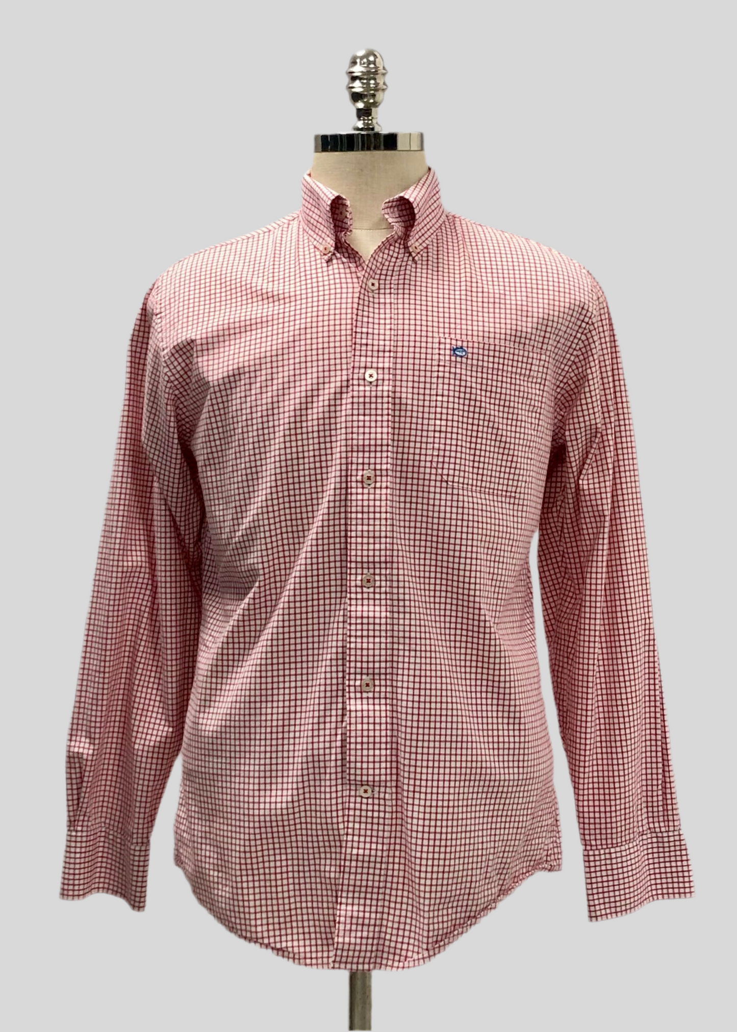 Camisa de botones Southern Tide  🐟 Con patron de cuadros en color rojo y blanco Talla M Entalle Regular