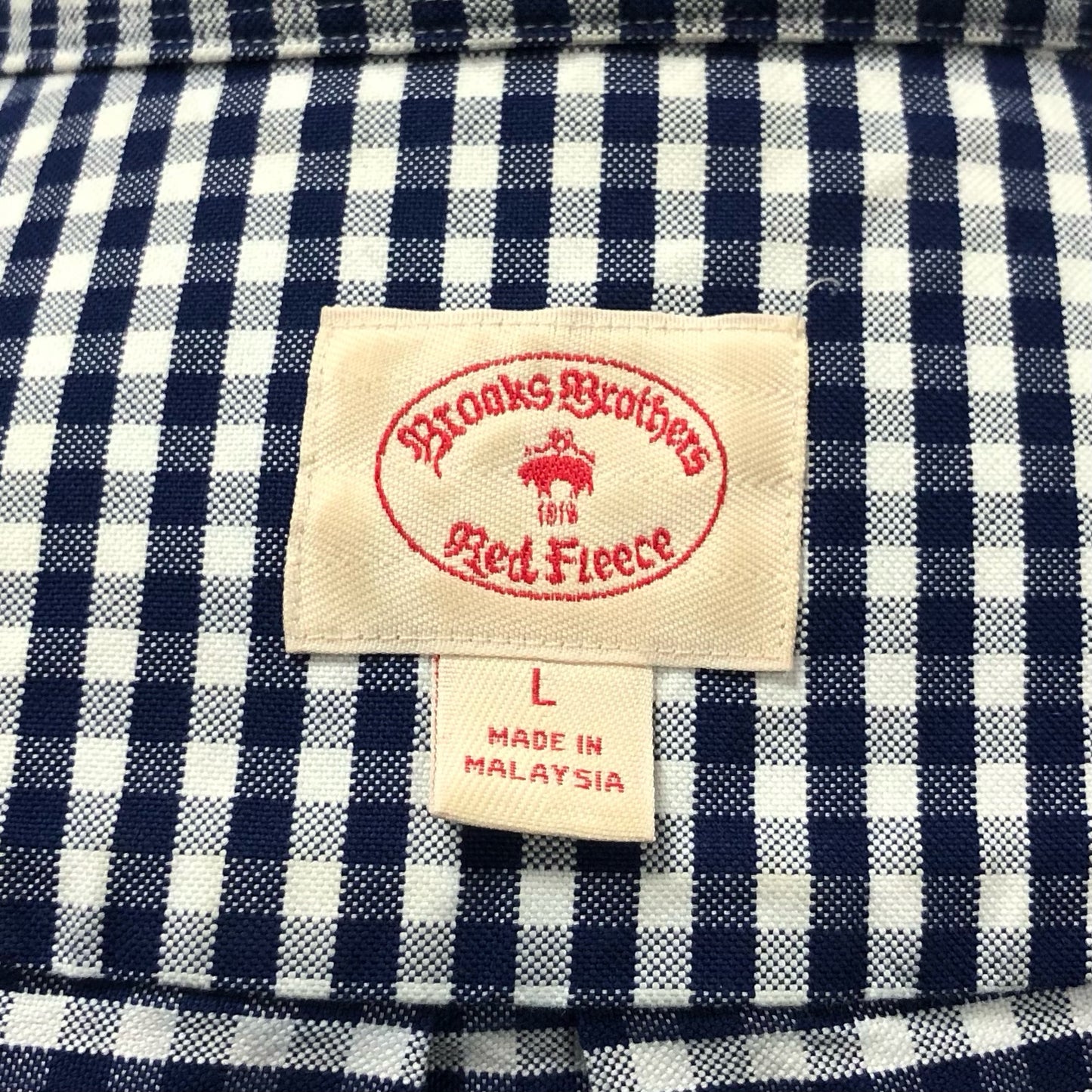 Camisa de botones Brooks Brothers 🐑 de cuadros gingham en color azul navy y blanco Talla L Entalle Regular