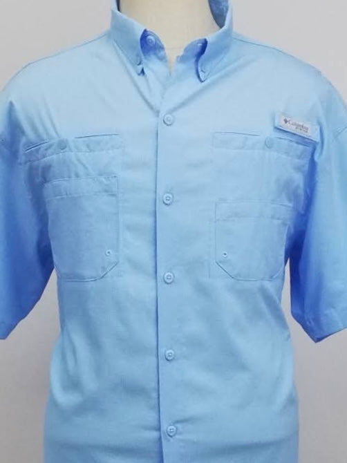 Camisa Columbia 🔹Modelo Tamiami color celeste claro con Omni Shade Manga corta Talla L (ver descripción)