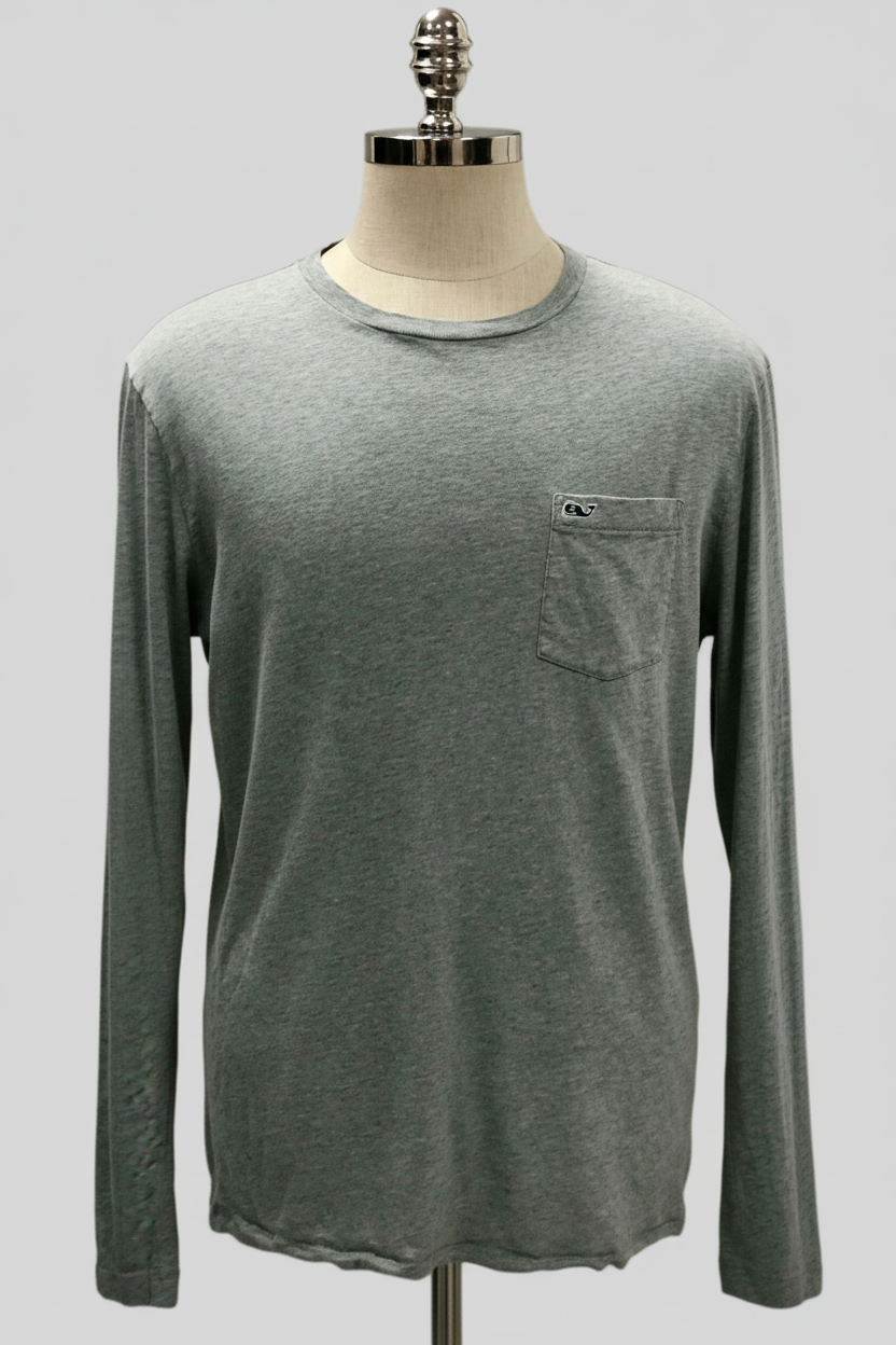 Camiseta cuello redondo Vineyard Vines 🐳 color gris manga larga Talla M