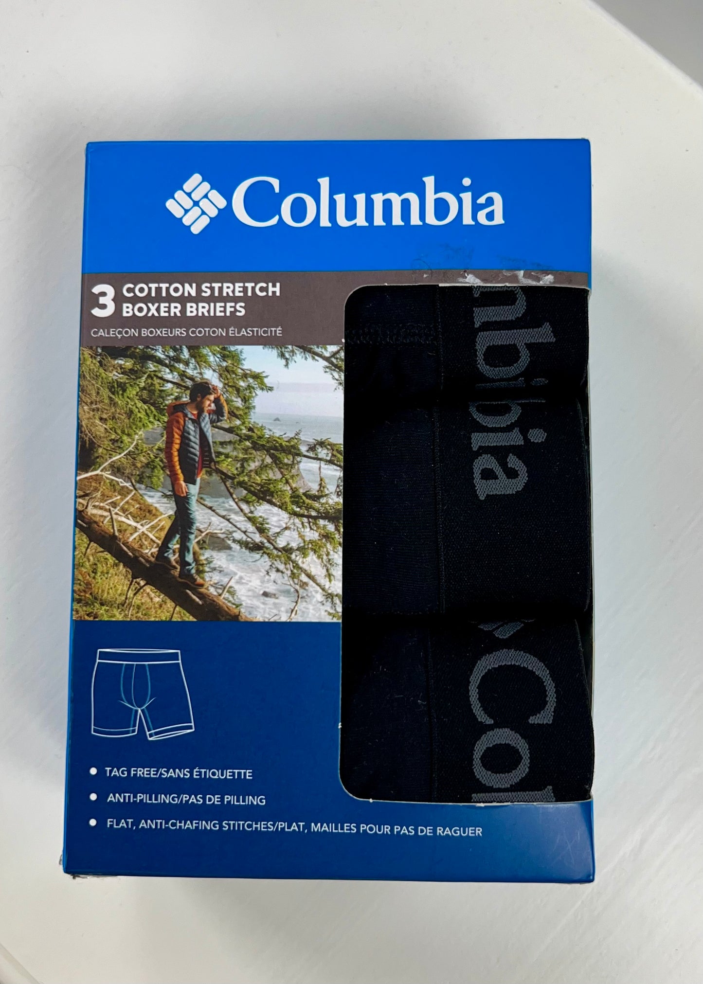 Combo de 3 Boxers Briefs Columbia 🔷 Tela de algodón stretch color Negro Talla   L