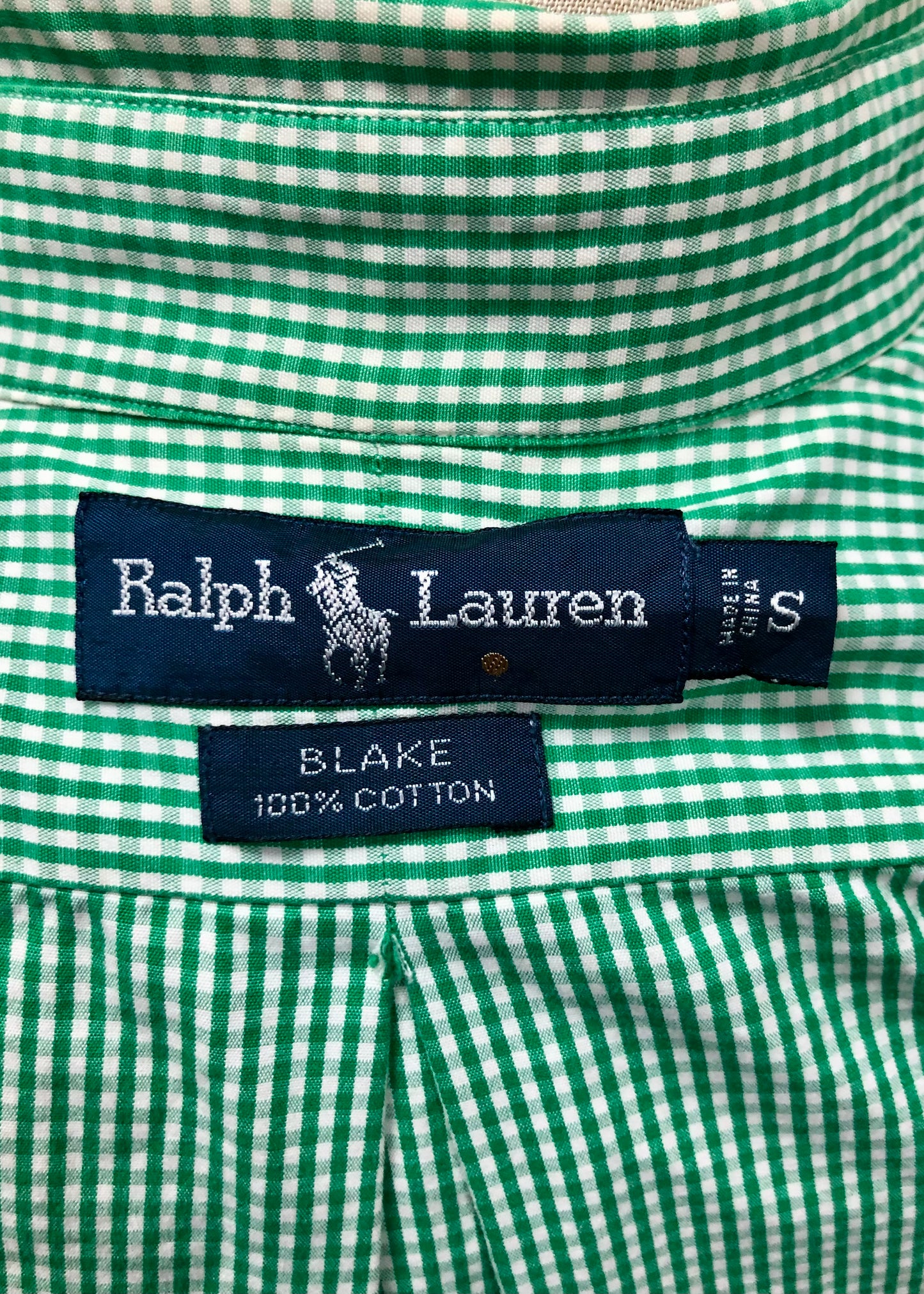 Camisa Polo Ralph Lauren 🏇🏼 con patron de cuadros gingham verde y blanco Talla M Entalle Regular