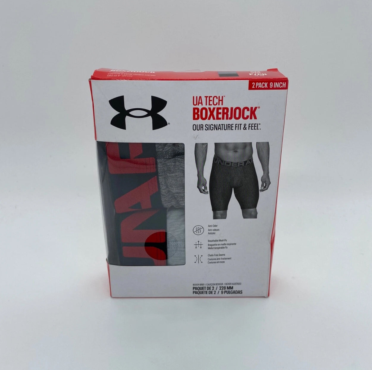 Combo de 2 Boxers Briefs Under Armour 🏋🏽 Tela Performance Tech de 9” de largo color gris Talla XXL