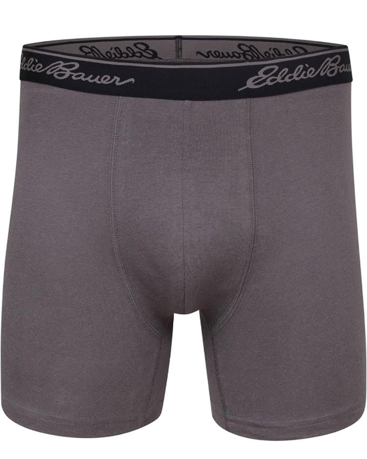 Paquete de 4 Calzoncillos tipo Boxer marca Eddie Bauer Microfibra - Tela dry-fit en color negro, azul, esmeralda y gris Talla S y L