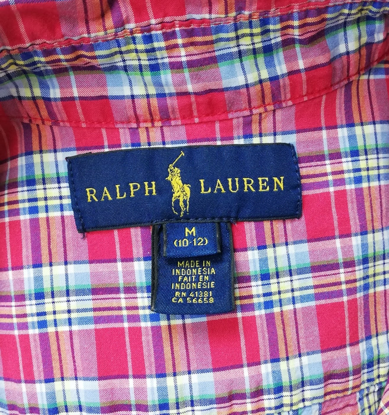 Camisa de niño Polo Ralph Lauren 🏇🏼 con patron de cuadros en rojo, azul, amarillo y blanco Talla M (10-12) Entalle Regular