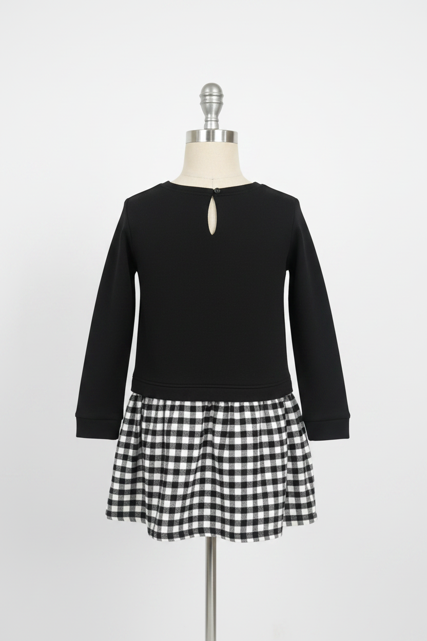 Vestido de niña Vineyard Vines 🐳 color negro con cuadros gingham en blanco y negro Talla M Entalle Regular