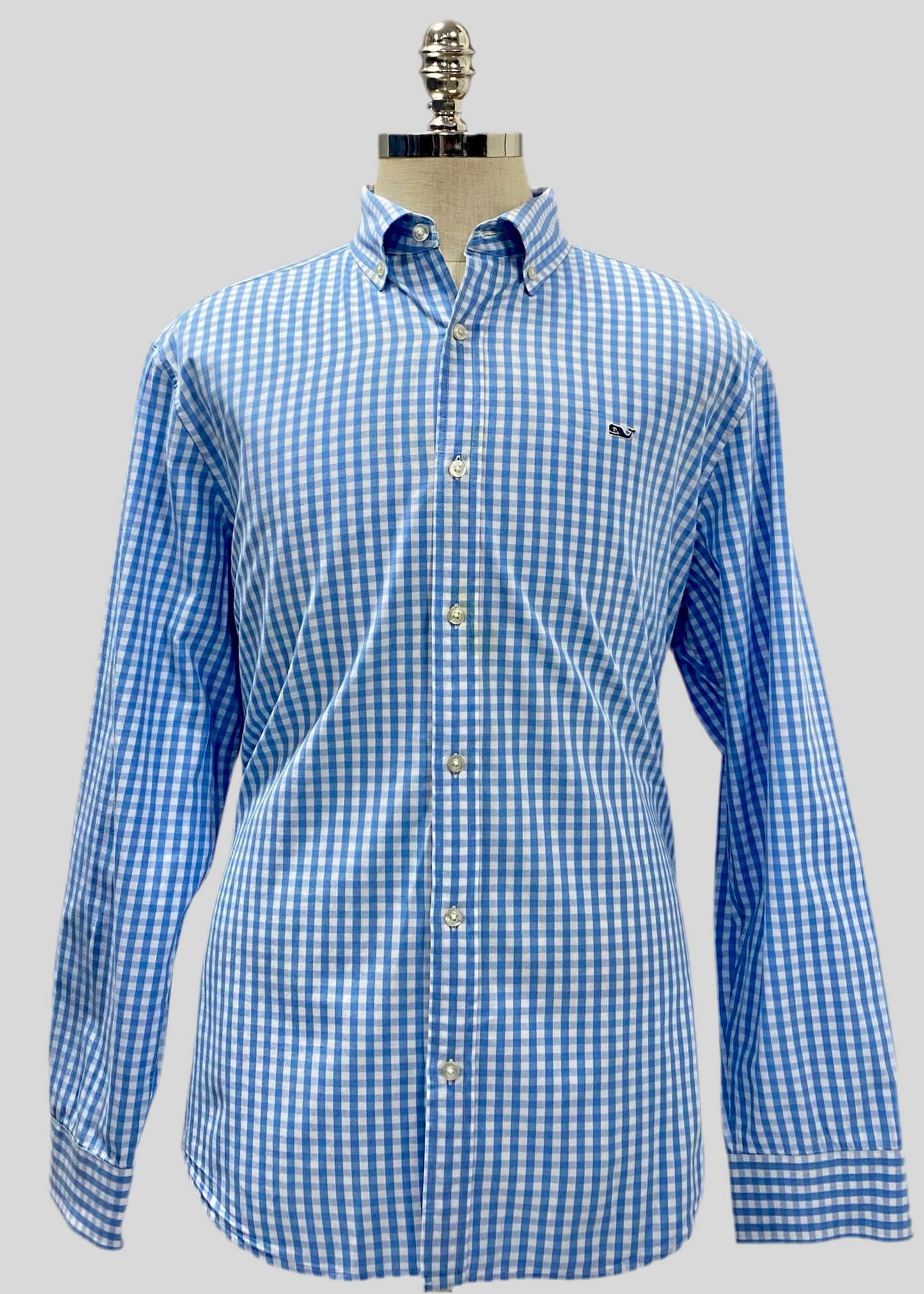 Camisa de botones Vineyard Vines 🐳 de cuadros gingham en color celeste y blanco Talla XL Entalle Regular