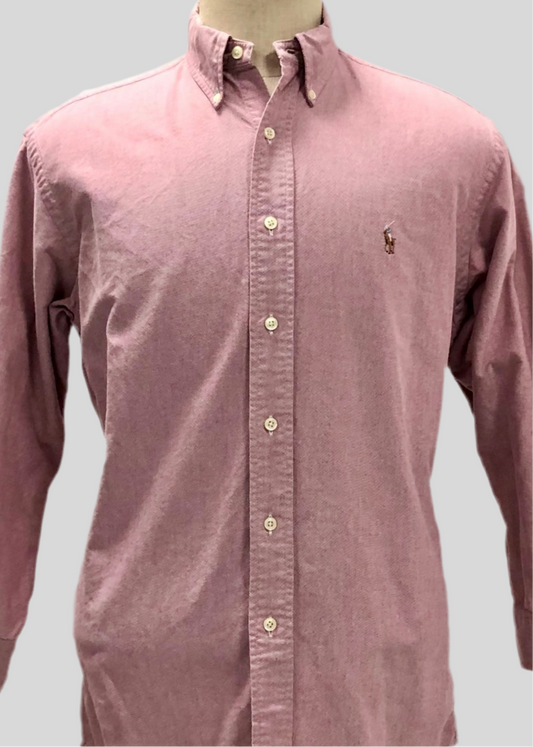 Camisa de botones Polo Ralph Lauren 🏇🏼 Oxford en color Rosado oscuro Talla M Entalle regular (ver descripción)