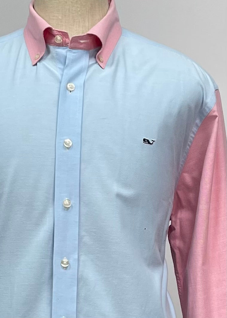 Camisa de botones Vineyard Vines 🐳 Oxford con franjas multicolor Talla XL Entalle Slim Fit