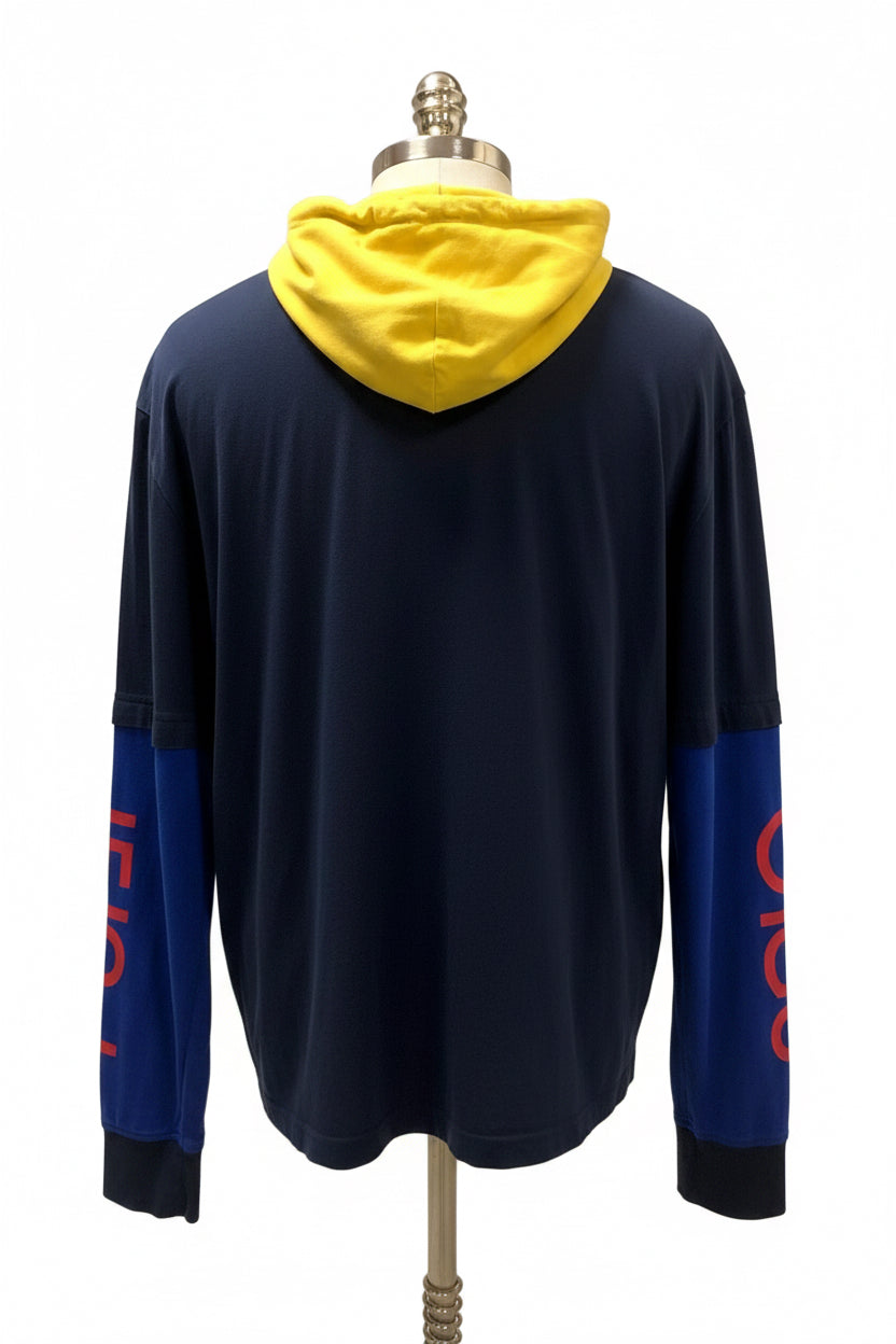 Sueter Jersey con capucha Polo Ralph Lauren 🏇🏼 color azul navy y amarillo Talla L