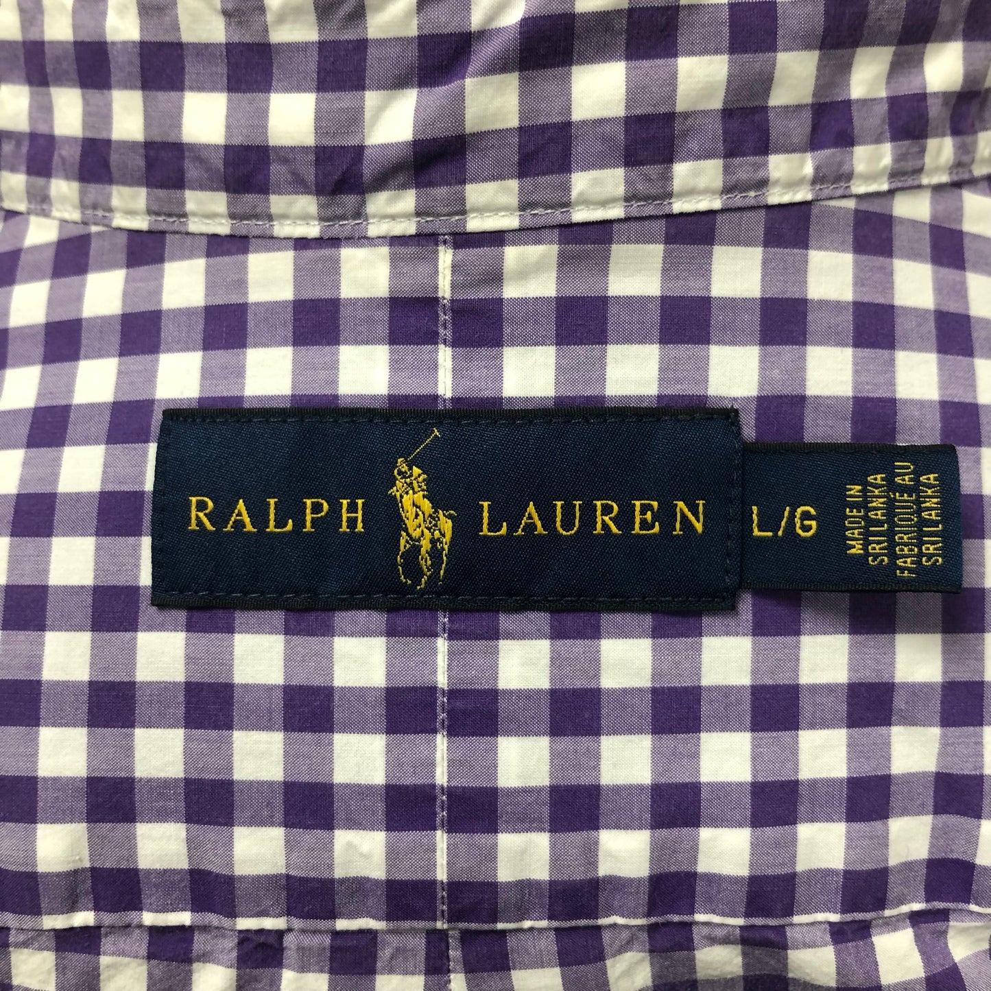Camisa de botones Polo Ralph Lauren 🏇🏼 de cuadros gingham morado y blanco Talla L Entalle Regular (ver descripción)