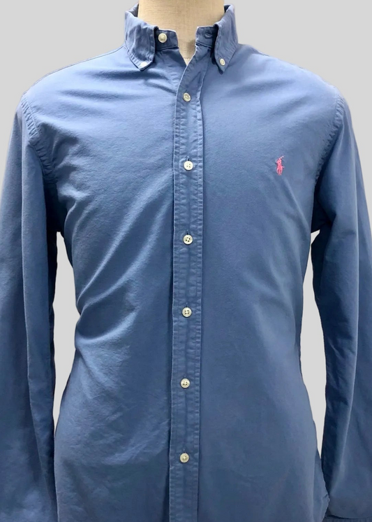 Camisa de botones Polo Ralph Lauren 🏇🏼 Oxford en color azul grisáceo Talla L Entalle Slim Fit (ver descripción)
