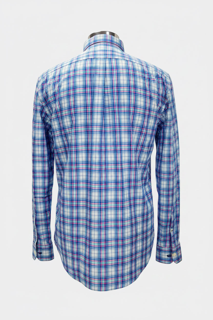 Camisa de botones Vineyard Vines 🐳 color blanco de cuadros en rosado, azul y turquesa Talla M Entalle Clásico