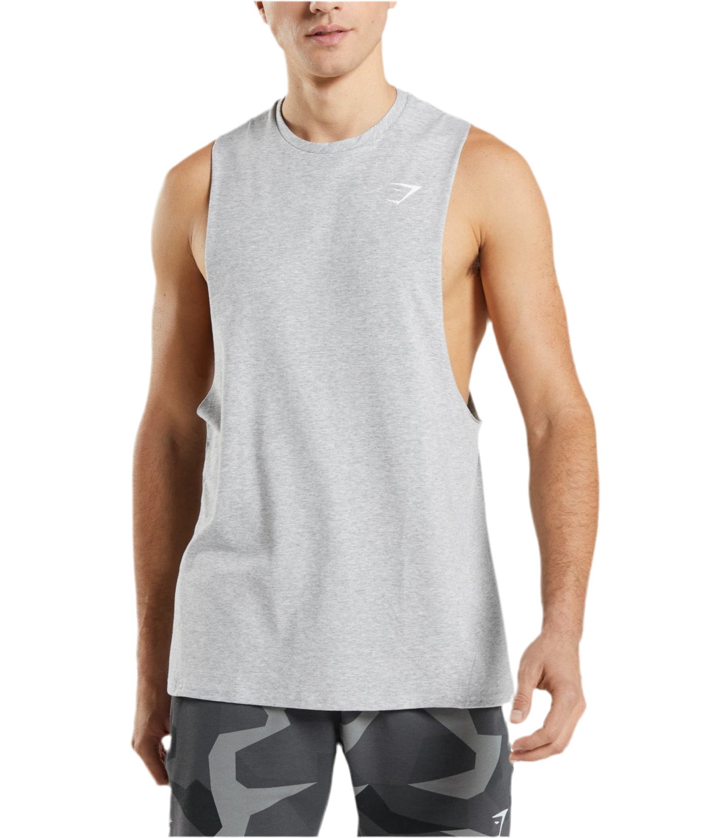 Camiseta de entrenamiento sin mangas Gymshark 🏋🏽 color gris claro y logo en blanco Talla M