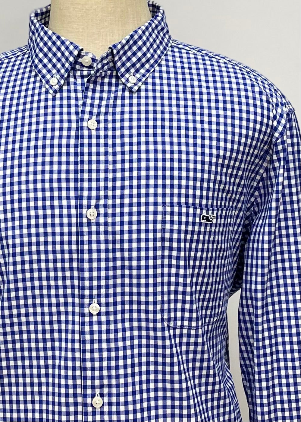 Camisa de botones Vineyard Vines 🐳 con patrón de cuadros gingham en color azul y blanco Talla XXL Entalle Clásico