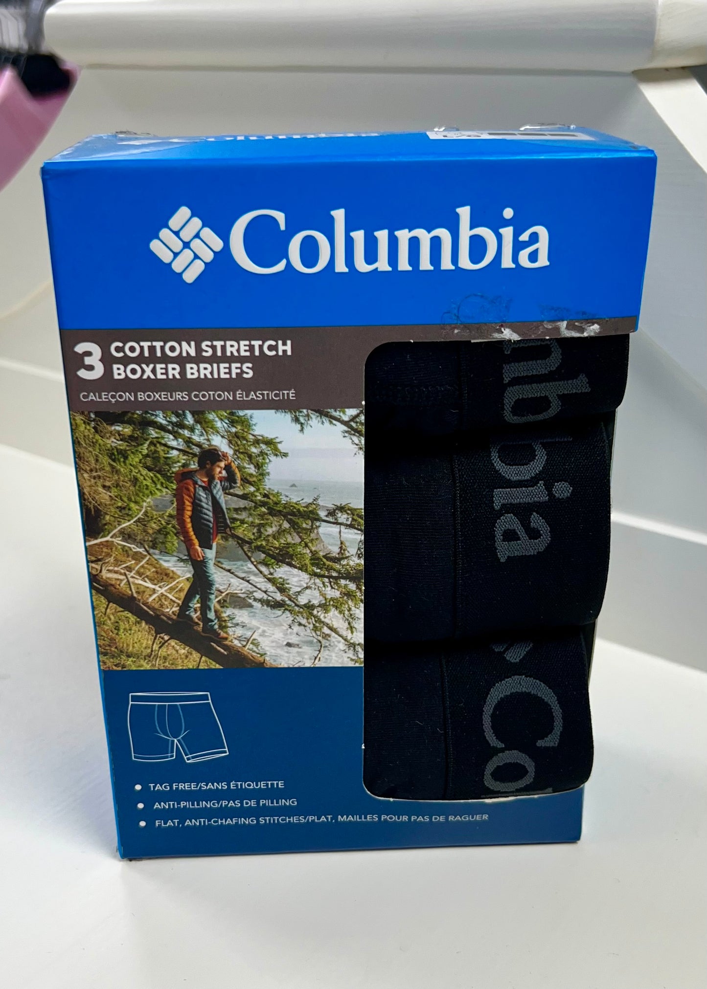 Combo de 3 Boxers Briefs Columbia 🔷 Tela de algodón stretch color Negro Talla   L