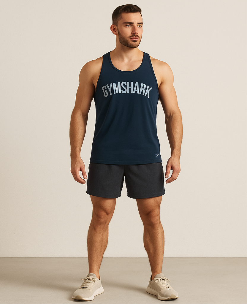 Camiseta de entrenamiento sin mangas Gymshark 🏋🏽 color negro y logo en gris Talla L