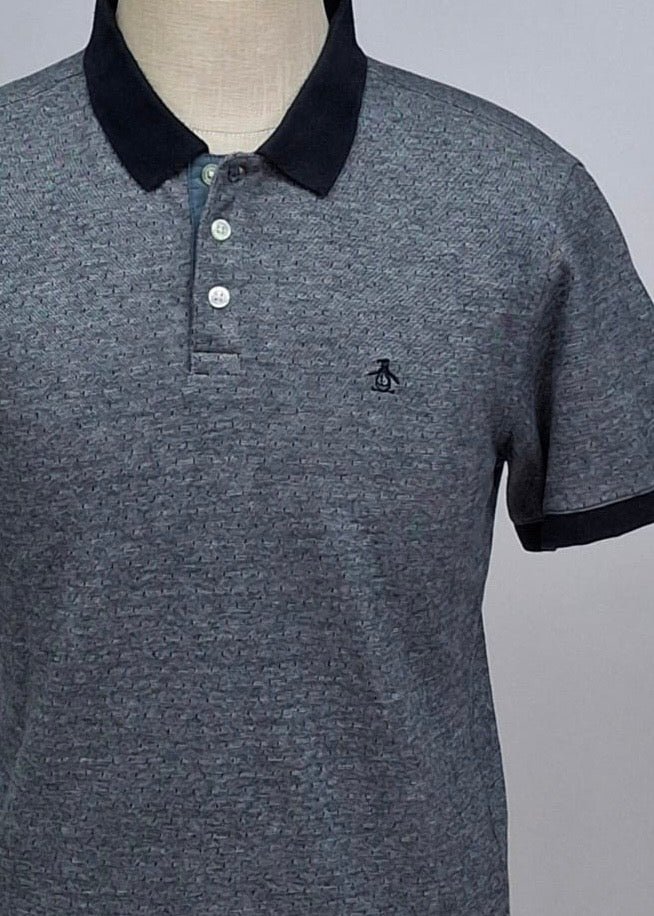 Camiseta Polo Original Penguin 🐧 en color gris y negro Talla L Entalle Regular