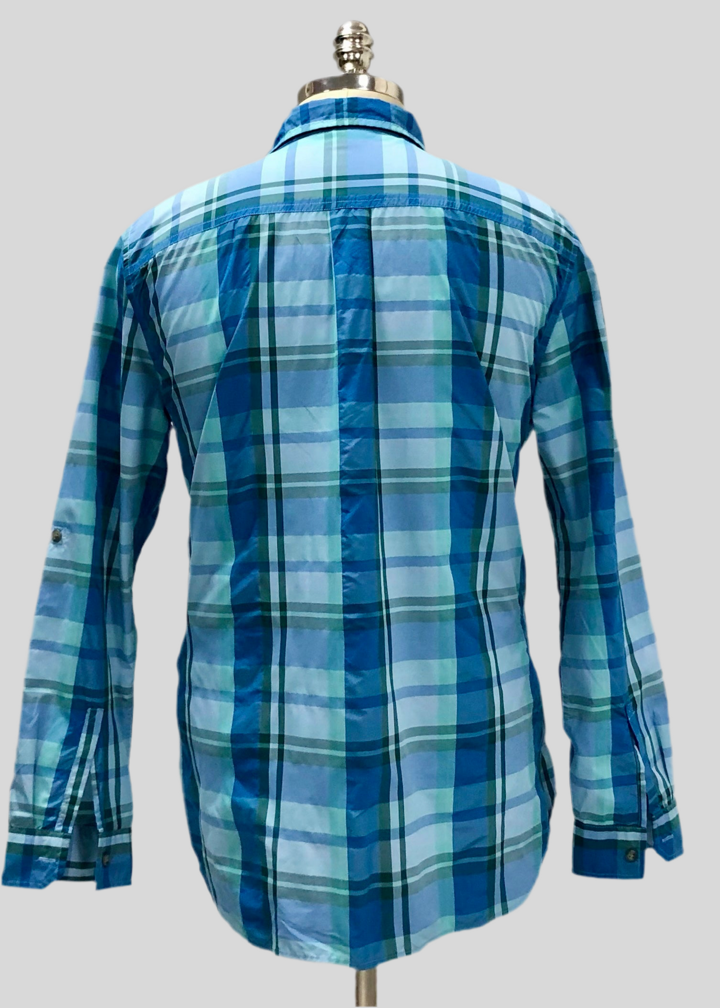 Camisa de mujer Eddie Bauer 🇩🇪 de cuadros en color azul grisáceo y celeste Talla XXL Entalle Regular