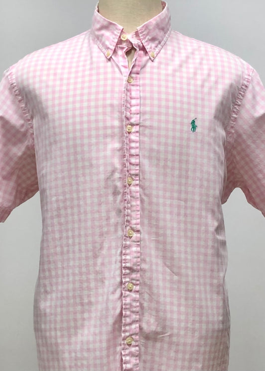 Camisa Polo Ralph Lauren 🏇🏼 con patrón de cuadros gingham rosado y blanco Talla XL Entalle Regular (ver descripción)